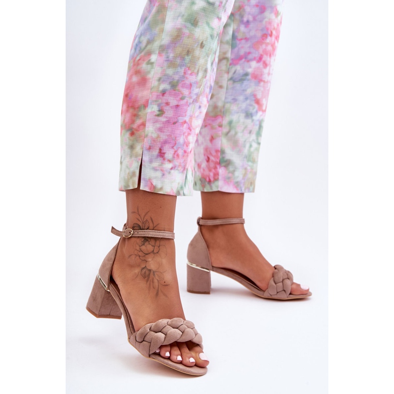 PS1 Tmavě béžové semišové pletené sandály Essenza béžový 1 PS1 Tmavě béžové semišové pletené sandály Essenza béžový 1