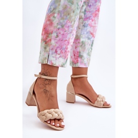 Sandály Essenza Béžové semišové copánky béžový 2
