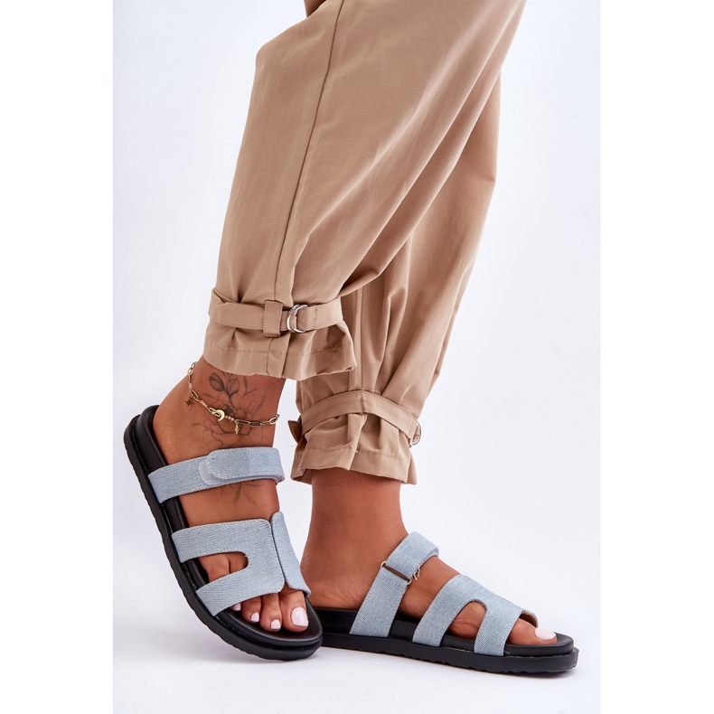 FJ1 Dámské látkové pantofle na suchý zip Světle modré Jose modrý 1 FJ1 Dámské látkové pantofle na suchý zip Světle modré Jose modrý 1