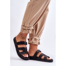 Kožené klasické dámské skluzavky se suchým zipem Black Amedon černá 1