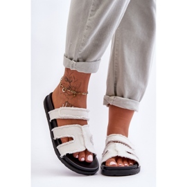 Dámské látkové pantofle na suchý zip White Lamirose bílý 2 Dámské látkové pantofle na suchý zip White Lamirose bílý 2