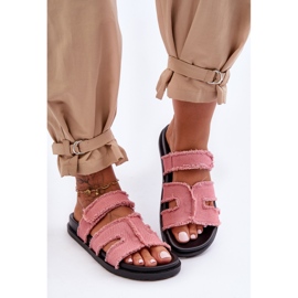 Dámské látkové pantofle na suchý zip Pink Lamirose růžový 2