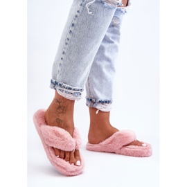 Dámské kožešinové pantofle Růžové pantofle Elma růžový 3