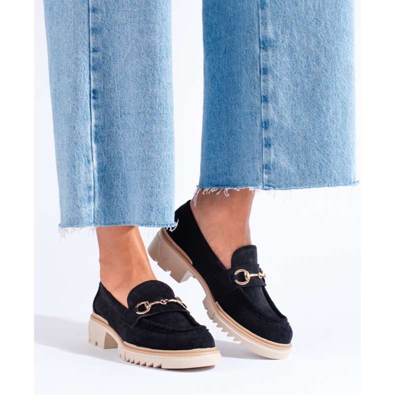 Seastar Dámské prolamované mokasíny na černé platformě Shelovet černá 2 Seastar Dámské prolamované mokasíny na černé platformě Shelovet černá 2