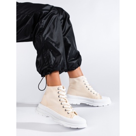 Dámské vysoké textilní tenisky Shelovet béžový 1