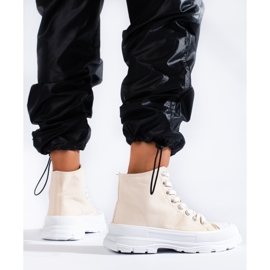 Dámské vysoké textilní tenisky Shelovet béžový 2