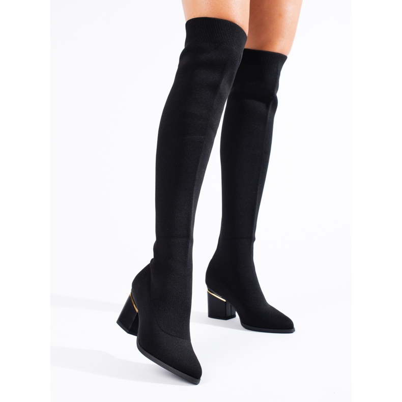 Černý dámský textil Shelovet Thigh Highs černá 2