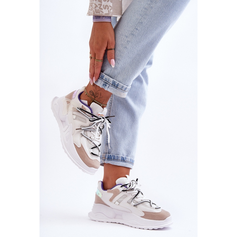 Kožená sportovní obuv na platformě bílá Sifel bílý 2