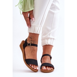 Klasické sandály na nízkém klínu černé Arya černá 1