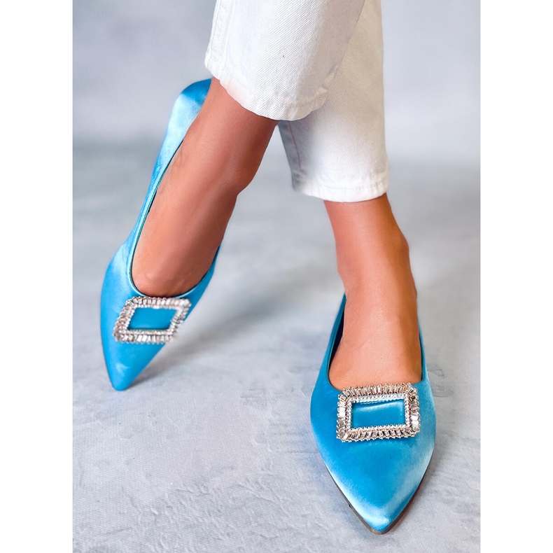 Elegantní baleríny s kamínky Lorella Blue modrý 2 Elegantní baleríny s kamínky Lorella Blue modrý 2