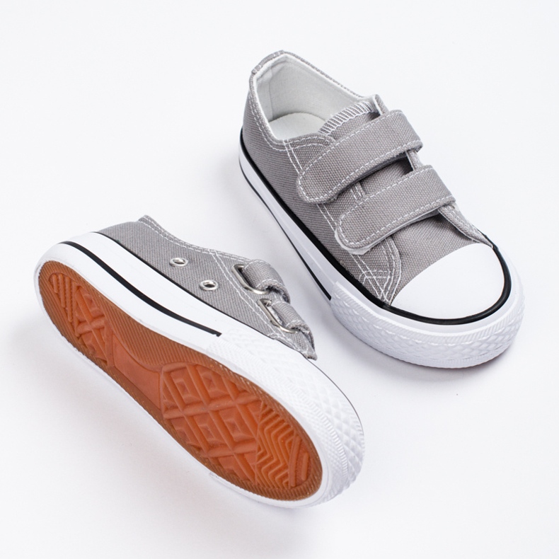 Šedé dětské tenisky Shelovet na suchý zip šedá 1