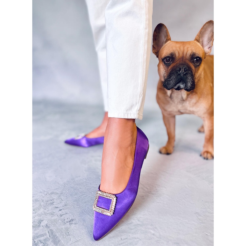 Elegantní baleríny s kamínky Lorella Purple fialový 1