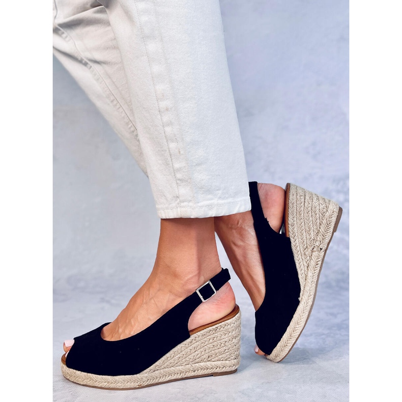 Nevil Black espadrilky s otevřenou špičkou černý 2