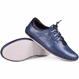 Kampol Pánské kožené boty příležitostné 337/63 Navy Blue Face modrý 1