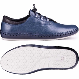 Kampol Pánské kožené boty příležitostné 337/63 Navy Blue Face modrý 2