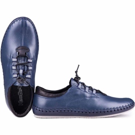 Kampol Pánské kožené boty příležitostné 337/63 Navy Blue Face modrý 4