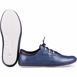 Kampol Pánské kožené boty příležitostné 337/63 Navy Blue Face modrý 5