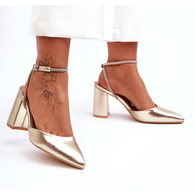 Lodičky z ekokůže s ozdobným páskem, zlatá Lirosa zlatý 7