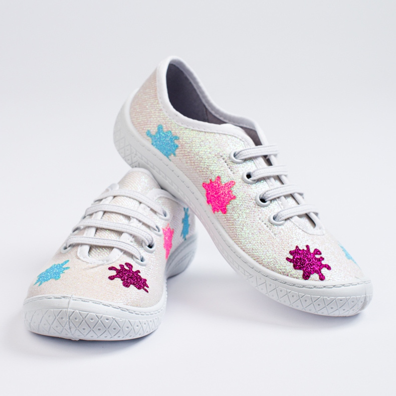 SHELOVET 3F dětské nazouvací lesklé bílé tenisky vícebarevný 1 SHELOVET 3F dětské nazouvací lesklé bílé tenisky vícebarevný 1