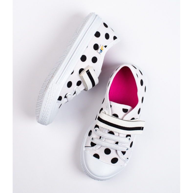 SHELOVET Dívčí bílé tenisky s puntíky 3F bílý 1 SHELOVET Dívčí bílé tenisky s puntíky 3F bílý 1