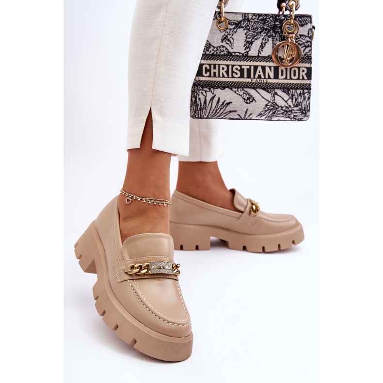 PS1 Klasické mokasíny na robustní platformě Béžová Chyť mě! béžový 2