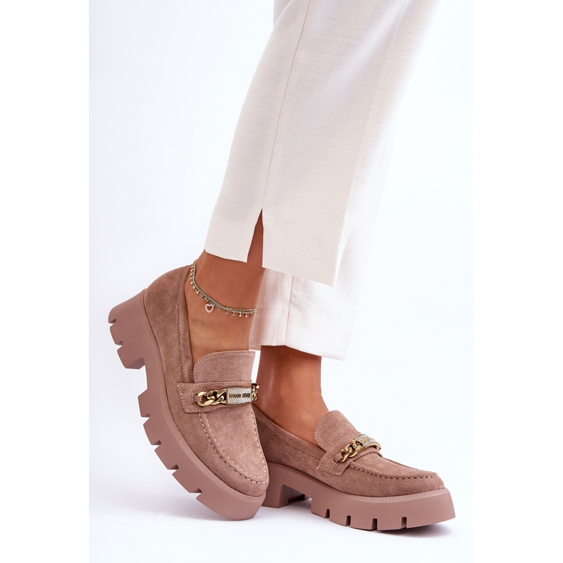 PS1 Klasické semišové mokasíny na robustní platformě hnědé Chyť mě! hnědý 2