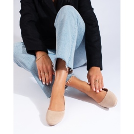 Pohodlné semišové baleríny béžový 1