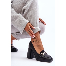 Módní kožené lodičky Black Rouse černý 2