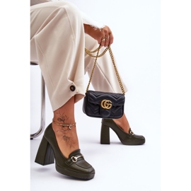 Módní zelené lodičky z kůže zelená 1