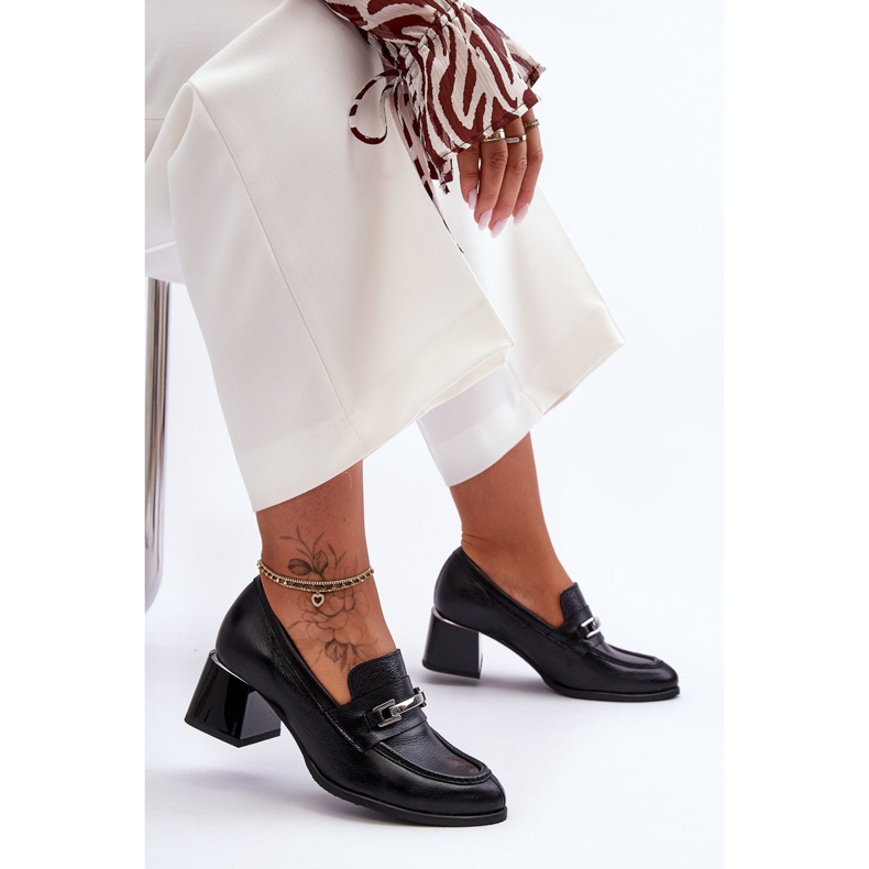 Lemar Pohodlné černé kožené lodičky Damira černá 2