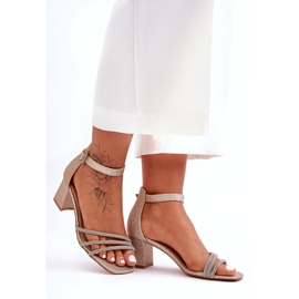 Lesklé sandály na podpatku Golden Enenor zlatý 5 Lesklé sandály na podpatku Golden Enenor zlatý 5