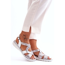 Dámské kožené sandály S.Barski 97619 Silver stříbro 6