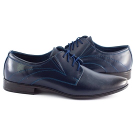 Olivier Pánské kožené boty 256 Navy Blue modrý 4