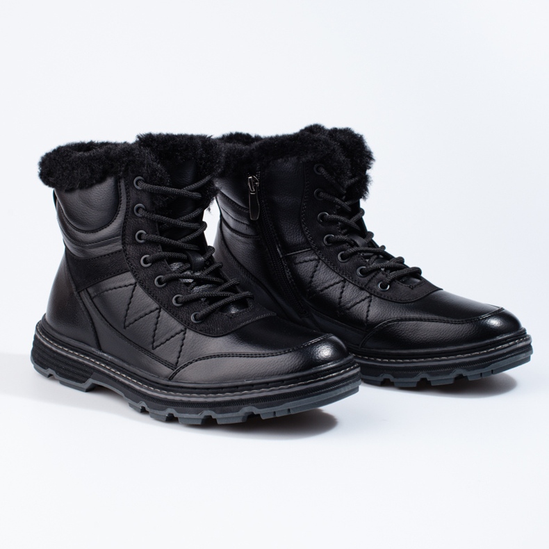 SHELOVET Pánské zimní boty zateplené kožíškem černá 1