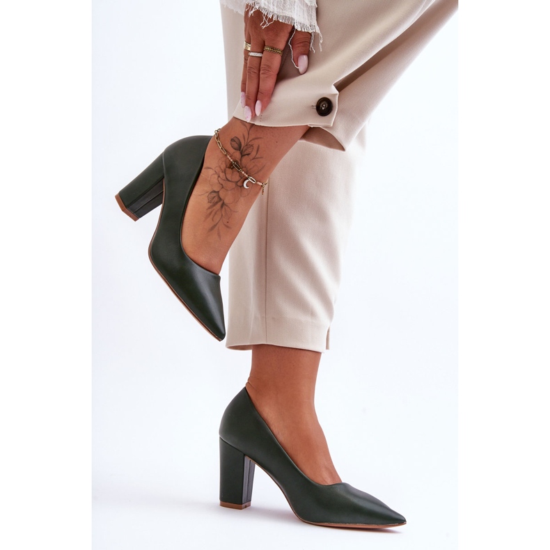 Klasické lodičky na vysokém podpatku tmavě zelená Odessa 1