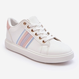 PG1 Kožená dámská sportovní obuv bílá a růžová Rilee bílý 2