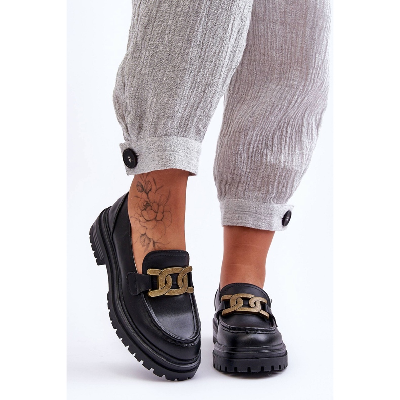 PG1 Dámské mokasíny na platformě s ozdobou černá Ameg 1
