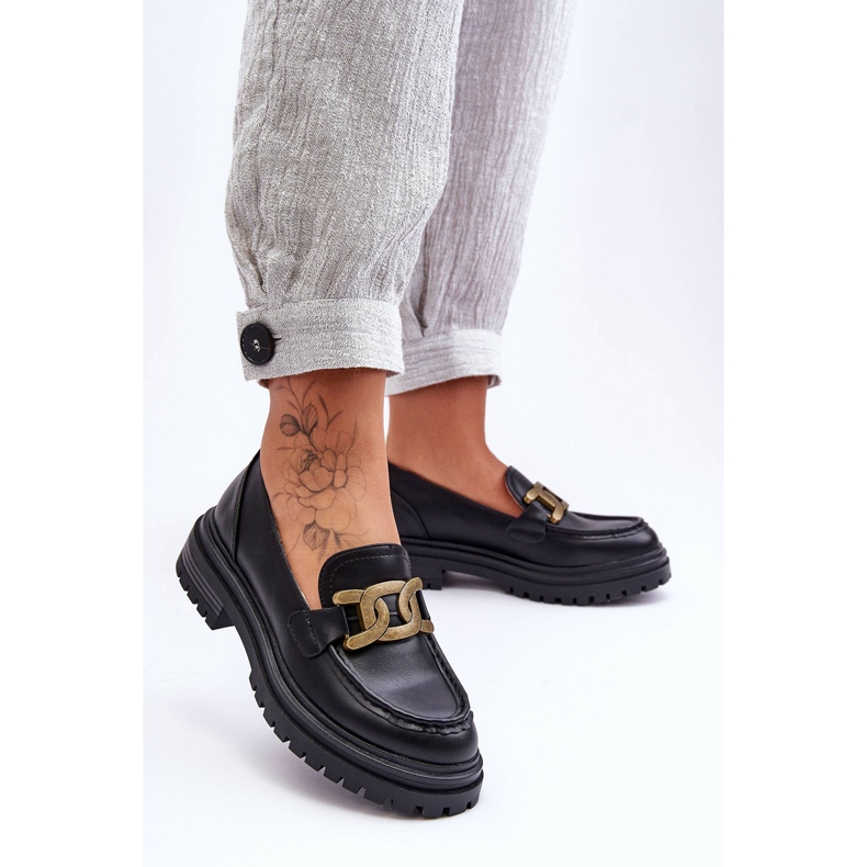 PG1 Dámské mokasíny na platformě s ozdobou černá Ameg 2