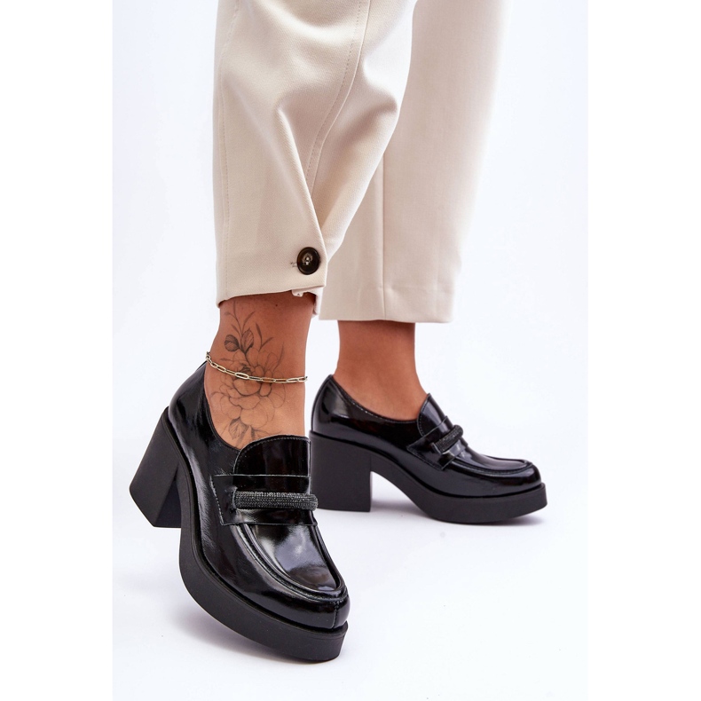 Lemar Kožené Brogues Na Podpatku S černým Gelanor Dekorací 2