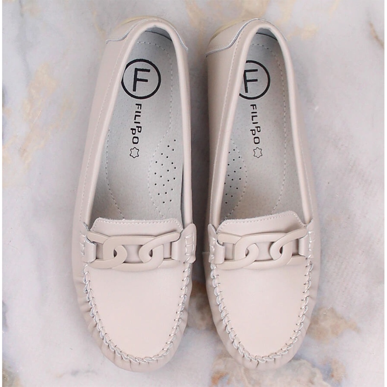 Dámské kožené mokasíny Filippo DP4547 Béžová béžový 5