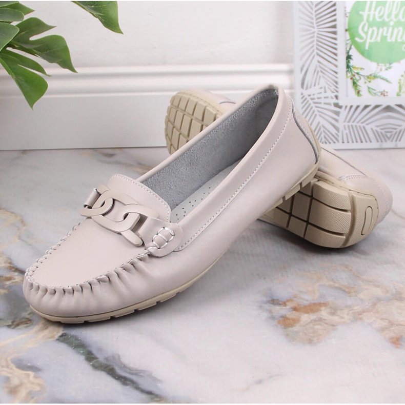 Dámské kožené mokasíny Filippo DP4547 Béžová béžový 4