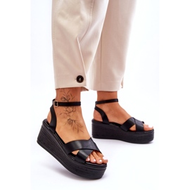 Dámské pohodlné sandály na klínu Black Laurie černá 1 Dámské pohodlné sandály na klínu Black Laurie černá 1