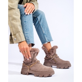 Dámské semišové kozačky na platformě Shelovet hnědý 1