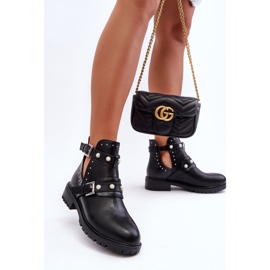 Dámské Trapperské boty s perlami Černá Klarisa 1