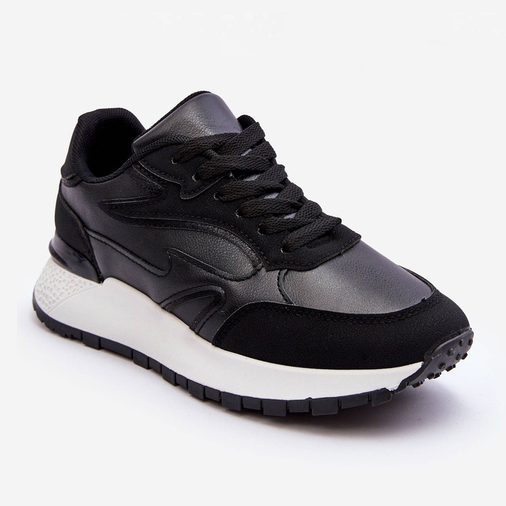 PG1 Dámské sportovní boty na platformě černá a bílá Henley 1