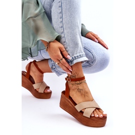 Dámské sandály pro ekologické pokožky pro klíny hnědé hnědý 2