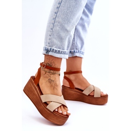 Dámské sandály pro ekologické pokožky pro klíny hnědé hnědý 1