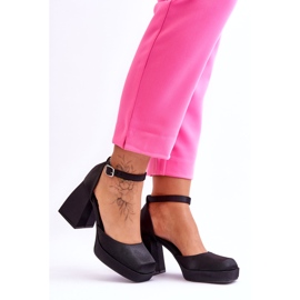 PA1 Módní lodičky na masivních podpatcích černá Sandia 3