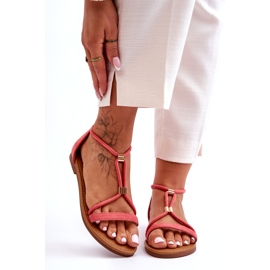 C'M Paris Dámské ploché sandály Coral Coral na zip červené 3