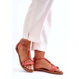 C'M Paris Dámské ploché sandály Coral Coral na zip červené 2